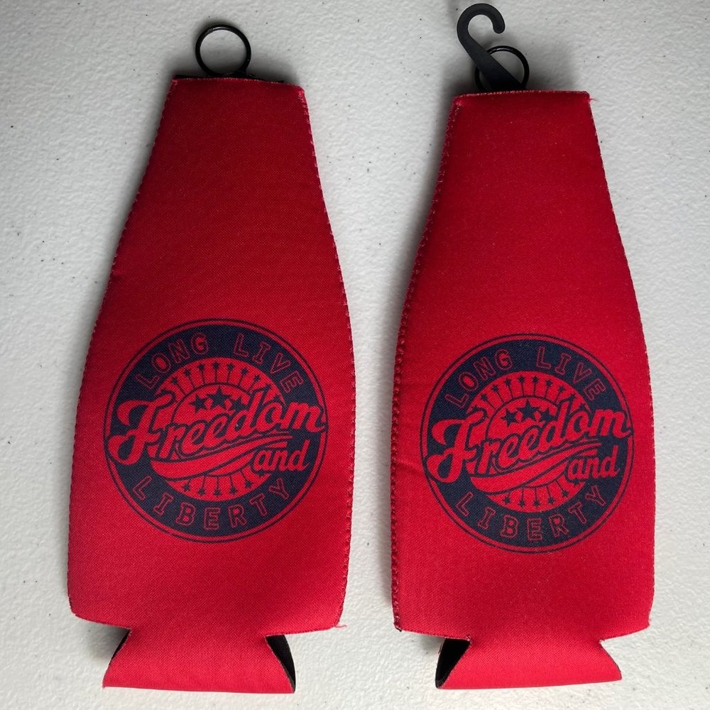 Patriotic Beer Bottle Zip Up Koozie, Set of 2